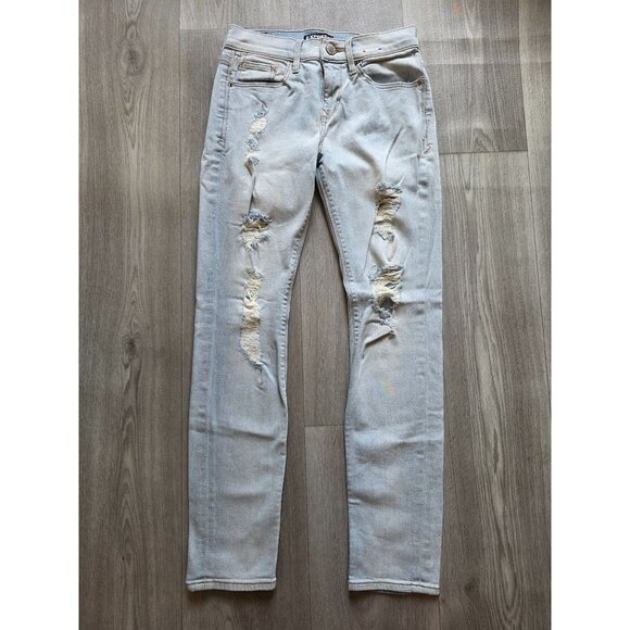 Express Super Skinny Mid Rise Light Wash Jeans 0s/0c - Picture 1 of 6